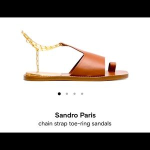 Sandro Paris brown leather chain strap sandals